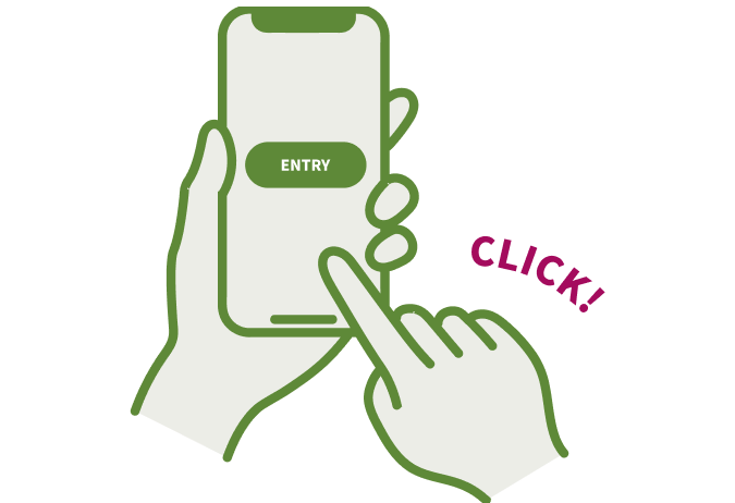 イラスト：まずは、仮登録+本登録してエントリー！